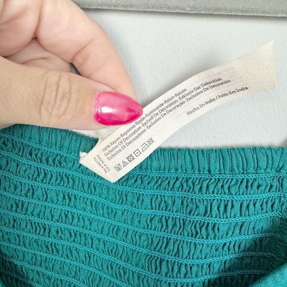 FREE PEOPLE | INTIMATELY Teal Green Crop Top Lace Accents Women’s Size Medium - Picture 6 of 9